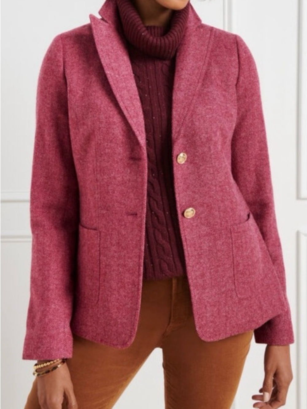Talbots Roseberry Pink Wool-Blend Blazer